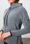 Gray Melange Thick Soft Textured Hooded Standard Fit Embroidered Fleece Women's Sweatshirt -97287 - 5