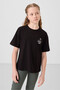 Black Cotton O-Neck Comfortable Form Fit Printed Girls' T-Shirt - 75178 - 4