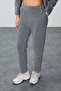 Gray Melange Thick Soft Textured Hooded Comfortable Fit Embroidered Fleece Women's Tracksuit Set -95338 - 3