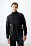 Black Surface Textured Standard Fit Embroidered Men's Tracksuit Set - 85248 - 5