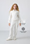 Ecru Cotton Inside Hairy Soft Textured Standard Fit Embroidered Girl's Tracksuit Set - 75159
