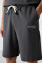 Khaki Cotton Thick Soft Textured Oversize Fit Embroidered Men's Shorts Set - 85250 - 4