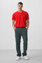 Khaki Textured Standard Fit Palazzo Men's Trousers - 82171 - 2