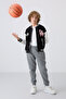 Black Cotton Thick Fleece Lined Soft Textured Standard Fit Embroidered Boys' College Jacket - 11258 - 4