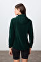 Pine Green Thick Soft Textured Hooded Standard Fit Embroidered Fleece Women's Sweatshirt -97287 - 6