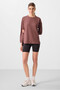 Brown Soft Textured O Neck Comfortable Form Women's Tunic Sweatshirt - 97305 - 2