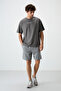 Dark Gray Cotton Thick Surface Textured Oversize Fit Printed Men's T-Shirt - 88364 - 3