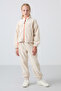 Beige Thick Soft Textured Standard Fit Embroidered Fleece Girls' Sweatshirt - 75157 - 4
