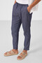 Denim Navy Blue Standard Fit Woven Light Flexible Chino Men's Trousers - 82177 - 6
