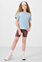 Light Blue Cotton O-Neck Standard Fit Basic Girls' T-Shirt - 75182 - 3
