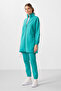 Sea Green Stand Collar Zippered Comfortable Form Women's Tracksuit Tunic Set - 95345 - 5