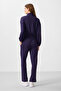 Dark Purple Soft Textured Stand Collar Comfortable Fit Elastic Women's Tracksuit Set - 95349 - 7