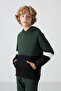 Pine Green Cotton Thick Fleece Lined Standard Fit Embroidered Boys' Tracksuit Set - 11255 - 6