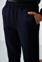 Navy Blue Cotton Thick Fleece Lined Standard Fit Embroidered Boys' Tracksuit Set - 11249 - 4