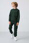 Pine Green Cotton Thick Fleece Lined Standard Fit Printed Boys' Tracksuit Set - 11257