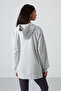 Gray Melange Balloon Sleeve Letter Embroidered Women's Comfortable Fit Tunic Sweatshirt - 97163 - 6