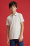 Ecru Polo Collar Standard Fit Basic Unisex Kids T-Shirt - 11330 - 8