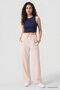 Beige Linen Wide Leg Comfortable Form Women's Palazzo Trousers - 94675 - 3