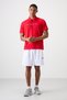 Red Breathable Textured Slim Flexible Standard Fit Polo Neck Men's T-Shirt - 88393 - 2