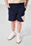 Beige-Navy Blue Cotton Oversize Fit Woven Lightweight Flexible Chino Boy Shorts Suit - 11275 - 5