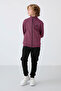Soft Cherry-Black Cotton Thick Fleece Lined Standard Fit Embroidered Boys' Tracksuit Set - 11256 - 4