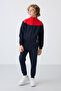 Navy Blue Cotton Thick Fleece Lined Standard Fit Embroidered Boys' Tracksuit Set - 11240 - 3
