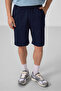 Navy Blue Standard Fit Woven Lightweight Flexible Chino Men's Shorts - 81290 - 3