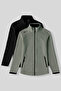 Relaxed Fit Mock Neck 2-Pack Black-Mint Women's Fleece Sweatshirt - 97173