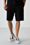 Black cotton thick soft textured oversize fit basic men's shorts set - 85249 - 5