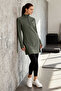 Khaki Half Zipper Mock Neck Standard Fit Women's Athlete Tunic - 97309 - 3