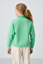 Water Green Thick Soft Textured Standard Fit Embroidered Fleece Girls' Sweatshirt - 75151 - 5