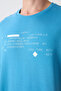 Petrol Blue Cotton Thick Soft Textured Oversize Fit Printed Men's T-Shirt - 88326 - 3