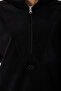 Black Thick Soft Textured Hooded Standard Fit Embroidered Fleece Women's Sweatshirt -97286 - 5