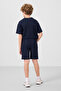 Navy Blue Cotton Oversized Fit Woven Lightweight Stretchy Chino Boys' Shorts Set - 11279 - 7