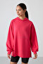Viva Red Balloon Sleeve Letter Embroidered Women's Comfortable Fit Tunic Sweatshirt - 97163 - 5