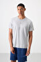 Gray Breathable Textured Thin Flexible Standard Fit Men's Performance T-Shirt - 88391 - 3