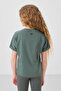 Light Green Cotton O-Neck Standard Fit Basic Girls' T-Shirt - 75182 - 5
