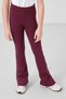 Beige-Burgundy Cotton O Collar Standard Fit Basic Spanish Trotting Female Child Leggings Suit - 75192 - 5