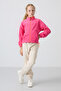 Candy Pink Thick Soft Textured Standard Fit Embroidered Fleece Girls' Sweatshirt - 75157 - 3
