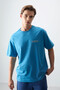 Petrol Blue Cotton Thick Soft Textured Oversize Fit Printed Men's T-Shirt - 88375 - 4