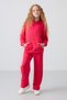 Viva Red Cotton Fleece Soft Textured Standard Fit Embroidered Girls' Tracksuit Set - 75162 - 6