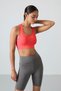Neon Pink Back Detail Slim Fit U-Neck Women's Sports Bustier - 97120 - 5