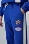 Night Blue Cotton Fleece Inside Soft Textured Standard Fit Printed Girls' Tracksuit Set - 75166 - 6