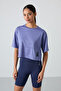 Lilac Breathable Textured Thin Flexible Standard Fit Women's T-Shirt - 97284 - 6