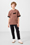 Cinnamon Cotton Soft Textured Oversize Pocket Detailed Boy's T-Shirt - 11295 - 2