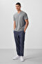 Gray Melange Basic Short Sleeve Standard Fit V-Neck Men's T-Shirt - 87912 - 3