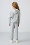 Gray Melange Cotton Inside Hairy Soft Textured Standard Fit Embroidered Girl's Tracksuit Set - 75148 - 6