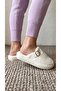 Women's Ecru Fluffy Furry House Slippers 3 cm Byndskl03 - 7