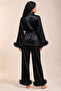 Silky Satin Cuffed Layered Tulle Ruffle Pajama Set - 4