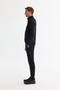 Men's Black Stand Collar Zippered 3 Thread Raised Sweatshirt E 001020 - 3